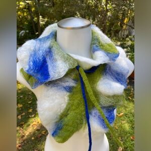 Unique Handmade Wool Wet Felted Scarf
